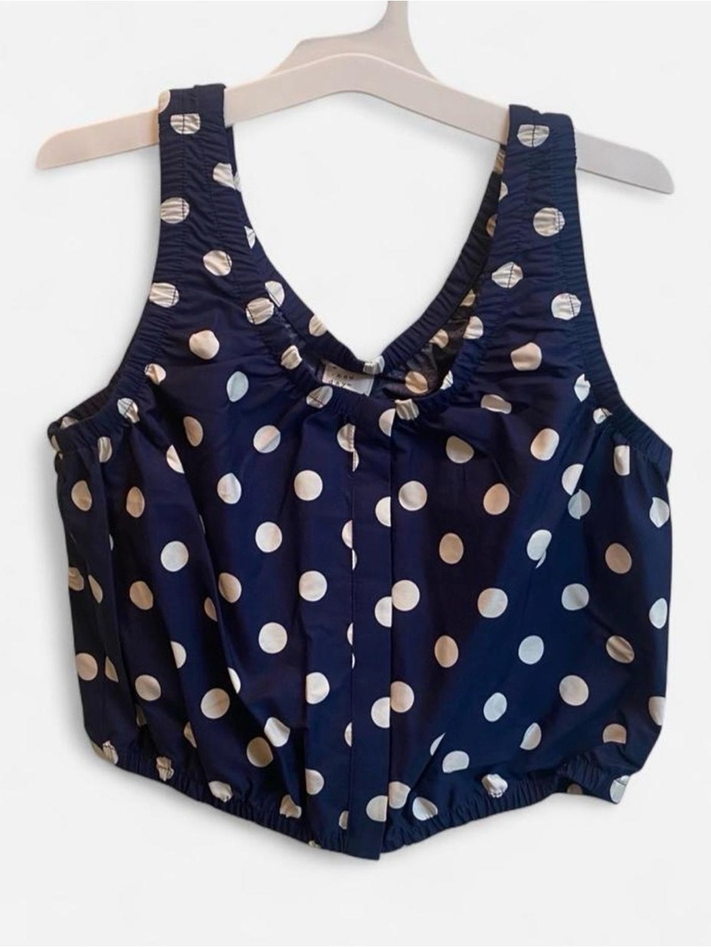 Navy Polka Dot Sleeveless Button Down Top - Picture 2 of 5